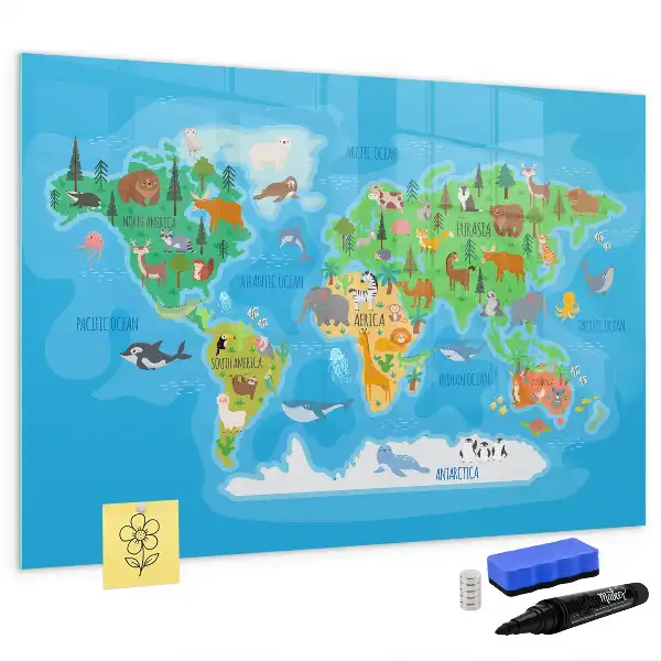 Mapa ilustrado quadro magnético para escrever