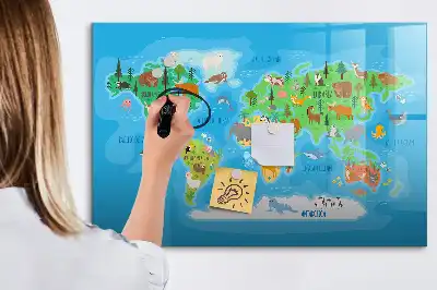 Mapa ilustrado quadro magnético para escrever