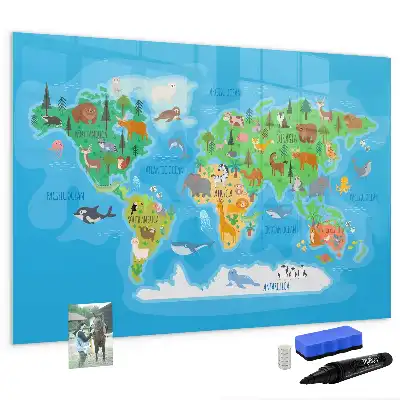 Mapa ilustrado quadro magnético para escrever