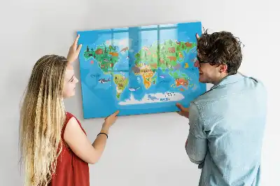 Mapa ilustrado quadro magnético para escrever