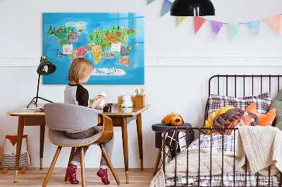 Mapa ilustrado quadro magnético para escrever