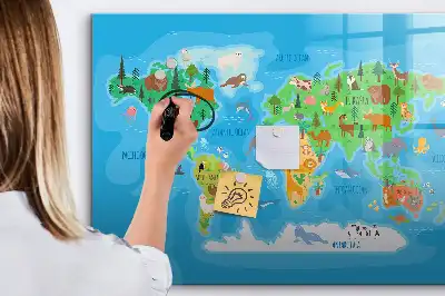 Mapa ilustrado quadro magnético para escrever