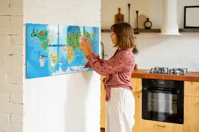 Mapa ilustrado quadro magnético para escrever