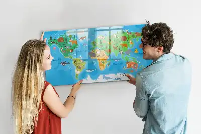 Mapa ilustrado quadro magnético para escrever