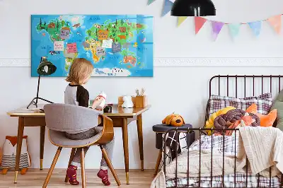Mapa ilustrado quadro magnético para escrever