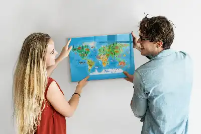 Mapa ilustrado quadro magnético para escrever