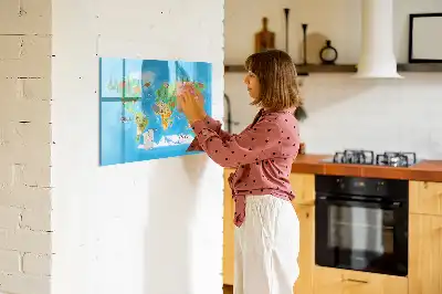 Mapa ilustrado quadro magnético para escrever