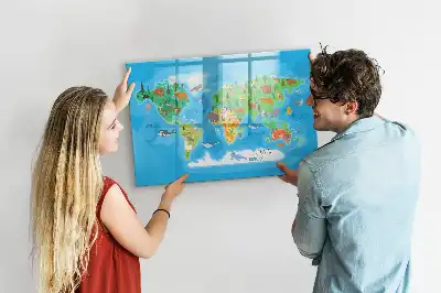 Mapa ilustrado quadro magnético para escrever