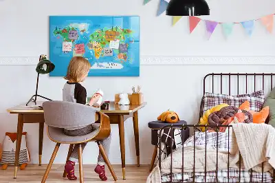 Mapa ilustrado quadro magnético para escrever
