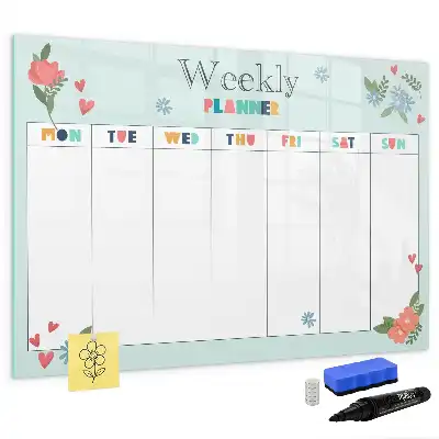 Quadro magnético para desenhar planner semanal