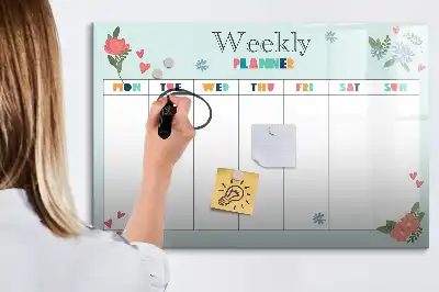 Quadro magnético para desenhar planner semanal