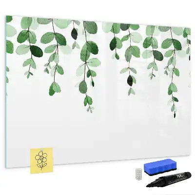 Quadro magnético para escrita com estampa de folhas de plantas