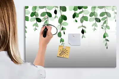 Quadro magnético para escrita com estampa de folhas de plantas