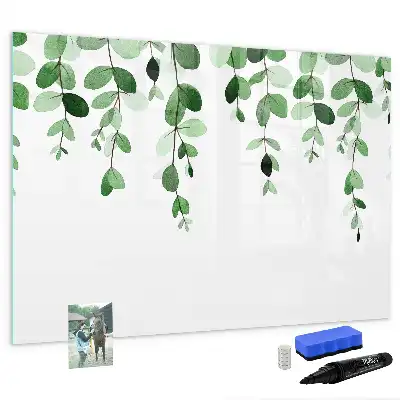 Quadro magnético para escrita com estampa de folhas de plantas