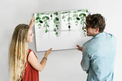 Quadro magnético para escrita com estampa de folhas de plantas