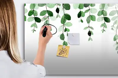 Quadro magnético para escrita com estampa de folhas de plantas