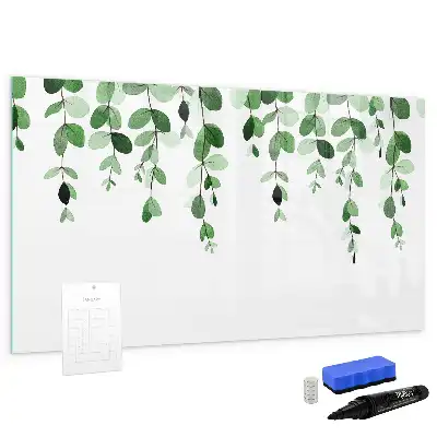 Quadro magnético para escrita com estampa de folhas de plantas
