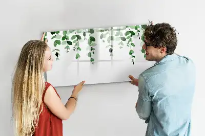 Quadro magnético para escrita com estampa de folhas de plantas