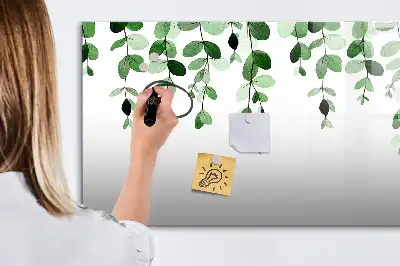 Quadro magnético para escrita com estampa de folhas de plantas