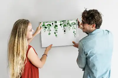 Quadro magnético para escrita com estampa de folhas de plantas