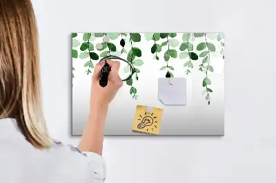 Quadro magnético para escrita com estampa de folhas de plantas
