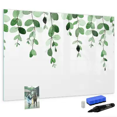 Quadro magnético para escrita com estampa de folhas de plantas