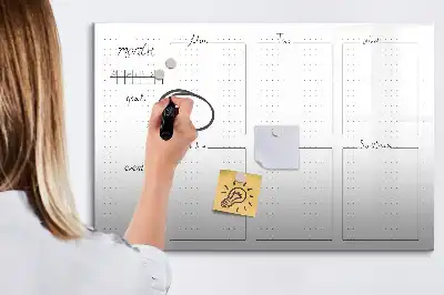 Quadro magnético para escrita com planejamento semanal