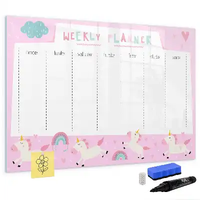 Quadro magnético para desenhar planner semanal infantil