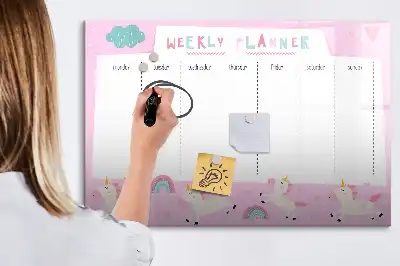 Quadro magnético para desenhar planner semanal infantil