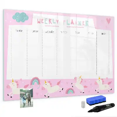 Quadro magnético para desenhar planner semanal infantil