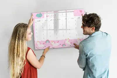 Quadro magnético para desenhar planner semanal infantil
