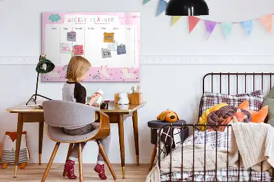 Quadro magnético para desenhar planner semanal infantil
