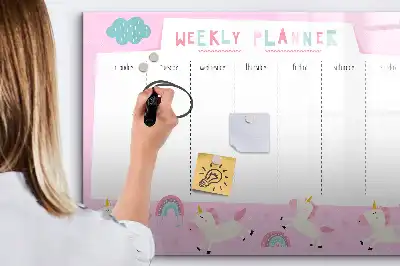 Quadro magnético para desenhar planner semanal infantil