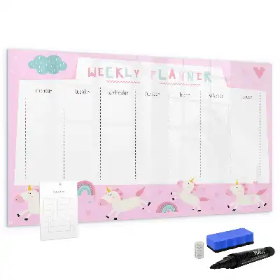 Quadro magnético para desenhar planner semanal infantil