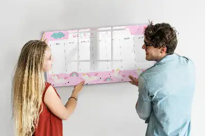 Quadro magnético para desenhar planner semanal infantil