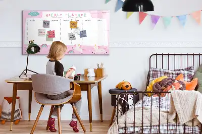 Quadro magnético para desenhar planner semanal infantil