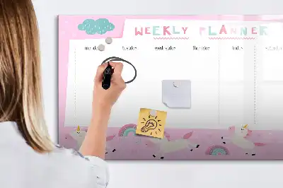 Quadro magnético para desenhar planner semanal infantil