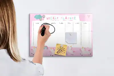 Quadro magnético para desenhar planner semanal infantil