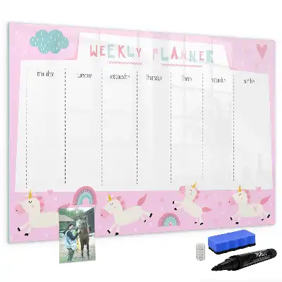Quadro magnético para desenhar planner semanal infantil