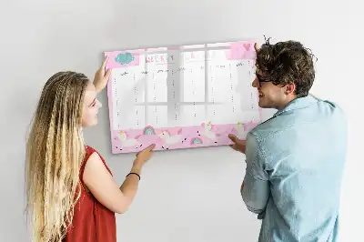 Quadro magnético para desenhar planner semanal infantil