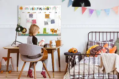 Quadro magnético para escrever planner semanal com estampa de animais