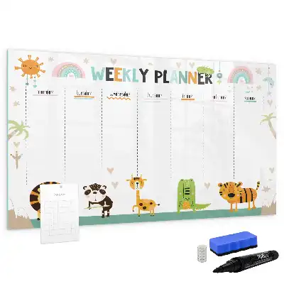 Quadro magnético para escrever planner semanal com estampa de animais
