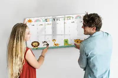 Quadro magnético para escrever planner semanal com estampa de animais