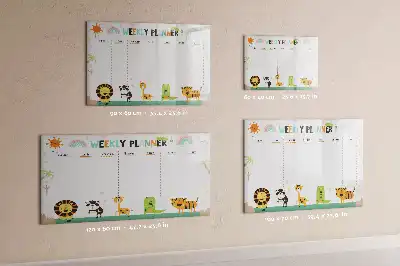 Quadro magnético para escrever planner semanal com estampa de animais