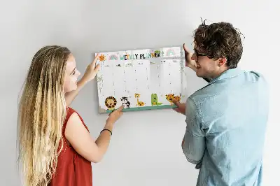 Quadro magnético para escrever planner semanal com estampa de animais