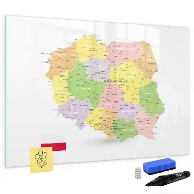Mapa da Polônia quadro magnético para escrever