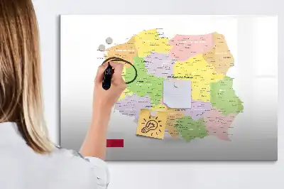 Mapa da Polônia quadro magnético para escrever