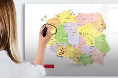 Mapa da Polônia quadro magnético para escrever