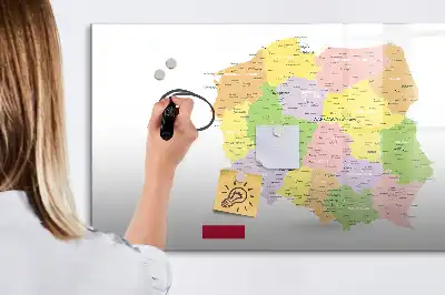 Mapa da Polônia quadro magnético para escrever