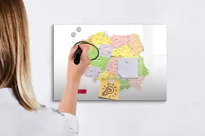 Mapa da Polônia quadro magnético para escrever